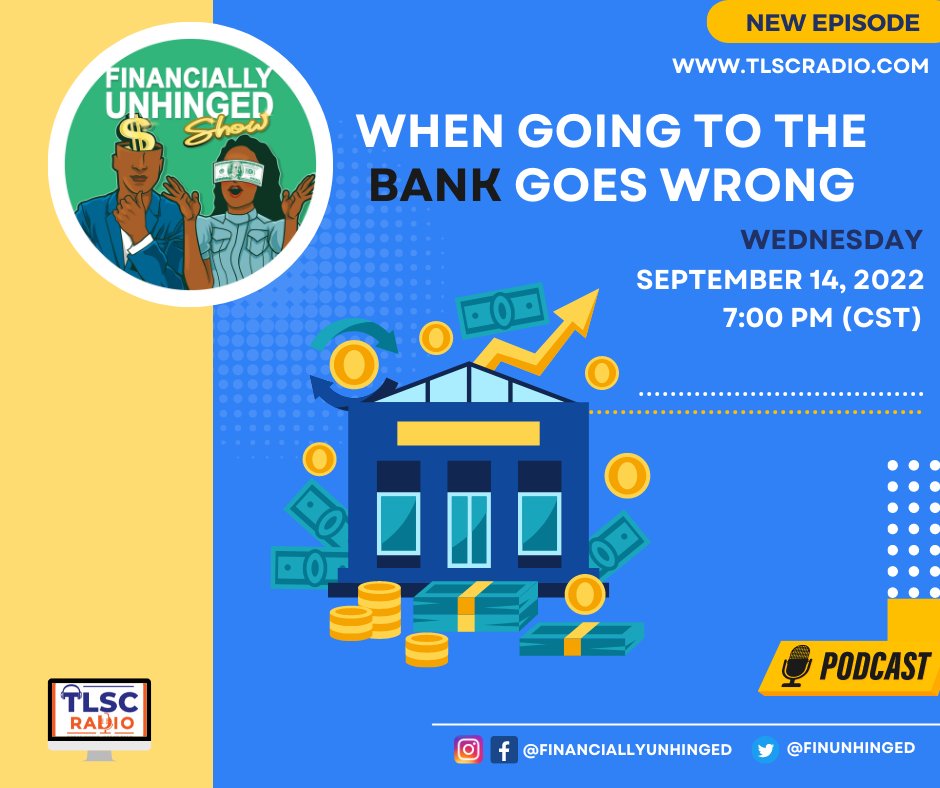 FinUnhinged's tweet photo. New Episode…When Going To The Bank Goes Wrong🎙🎧🤯💵🏦

Tune in Wed at 7pm CST on @tlscradio to stream the show and live chat with CeCe and BJ from our fan page 👇🏾
https://t.co/wKuw75Oa6b

#pncbank #makingmoneymakesense #budget #blackpeopletalkingmoney #financialfreedom https://t.co/W0AyVhhn6K