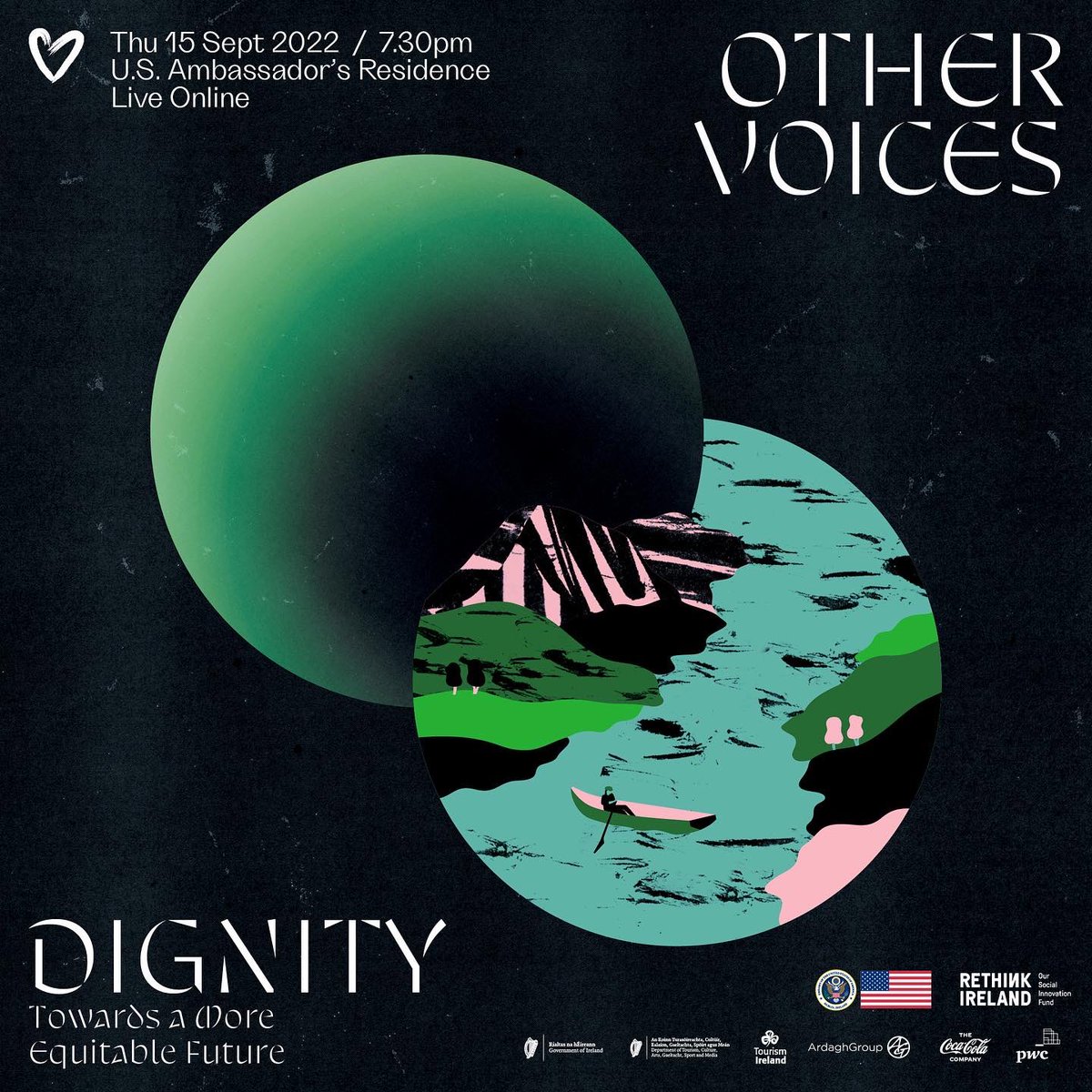 Along with @OtherVoicesLive & @Rethink_Ireland we are delighted to present #Dignity22 live from the U.S Ambassador's Residence this Thursday Sep 15 🖤 Hosted by the amazing @musicbyloah, #Dignity22 will feature songs & stories from some of Ireland & America's brightest voices ✨