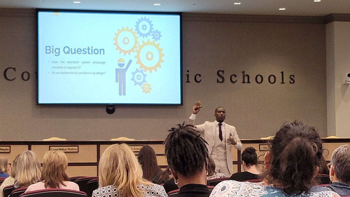 Thanks to <a href="/MichaelBonner_/">Michael Bonner</a> for accepting the keynote invite today for our Tech Team in-service. Powerful messages and ideas worth applying!