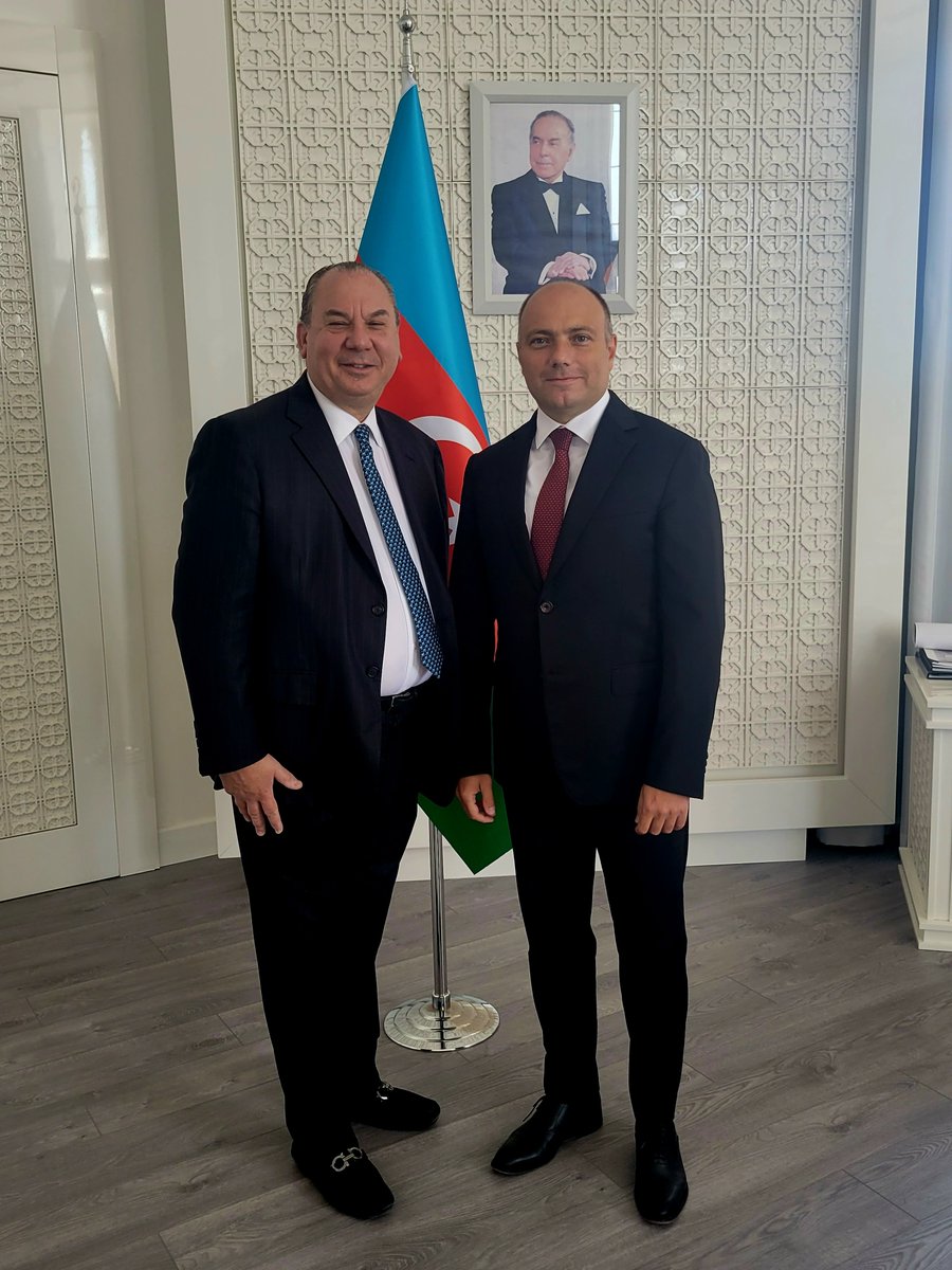 Wonderful meeting w/ Azerbaijan's Minister of Culture, my distinguished friend H.E. Anar Karimov. 
Discussed a number of initiatives to promote the #Peace4Culture Global Call & #bakuforum, intercultural & interreligious platforms that I have been honored to address several times.