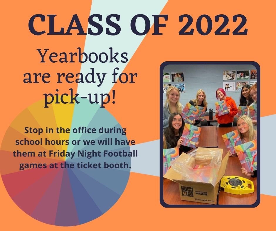 Tag a Class of 2022 Grad! 👩‍🎓 👨‍🎓

Yearbooks are now ready for pickup! Help spread the word!