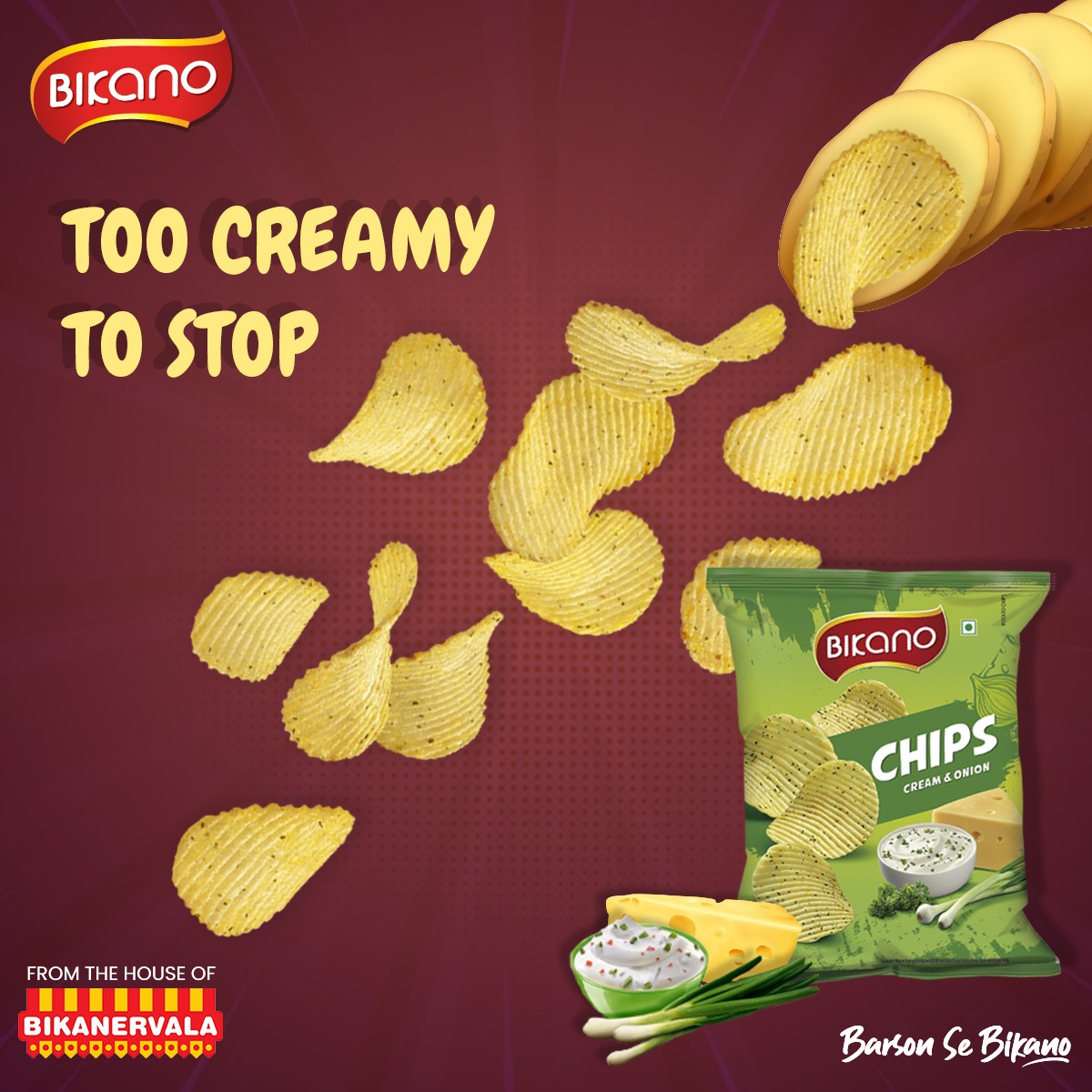 BikanoWorld's tweet photo. You wonโt be able to resist the Creamy and Oniony taste of Bikano chips!
#Bikano #BarsoSeBikano #bikanoworld #bikanoIndia #authenticfood #authentictaste #snackon #snacklove #snackofIndia #foodie #taste #creamandoniontack #funmunchies #munchies #chips #creamandonion #BikanoChips https://t.co/lBmAnr0MUL