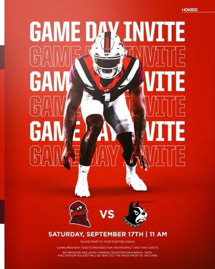 I want to thank <a href="/HokiesFB/">Virginia Tech Football</a> and Coach  <a href="/michaelhazel/">Michael Hazel</a> for the game invite! @QCCollegiate <a href="/MrFootball247/">Mr Football</a>