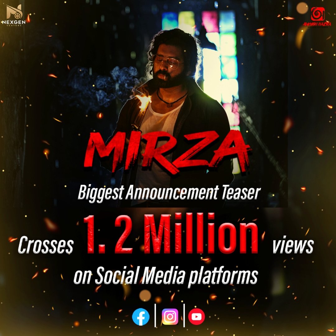 #MIRZA Crosses 1.2 Million views across all social media platforms 🤩  

#NexgenVentures #RaktimChatterjee @AnkushLoveUAll #SumeetSaahil @AHMotionPicture