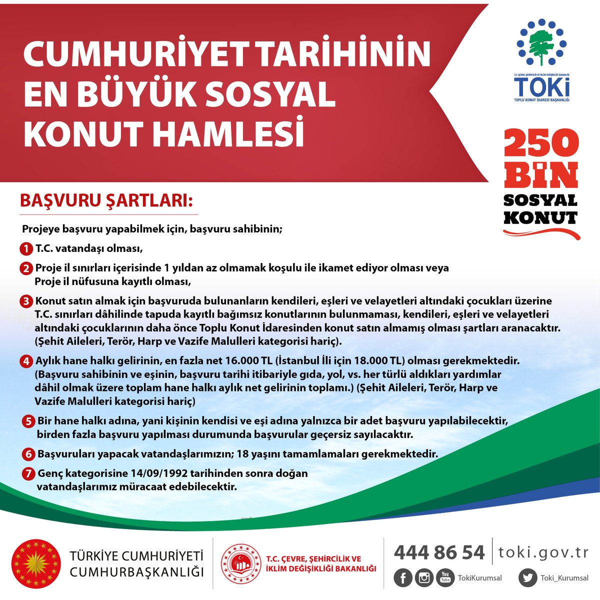 📢Cumhuriyet Tarihimizin En Büyük Sosyal Konut Hamlesi...

Başvuru şartları hakkında detaylı bilgiler için: toki.gov.tr/sosyal-konut.h… 

#YüzyılınKonutProjesi