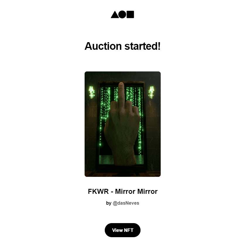 dasNeves_vfx's tweet photo. Auction started on #FKWR - Mirror Mirror.
Bid by an Unkown wallet. Artwork by @alteraetherx
Current bid 0.11 $ETH
Link in the comments below https://t.co/czJGylo5ES