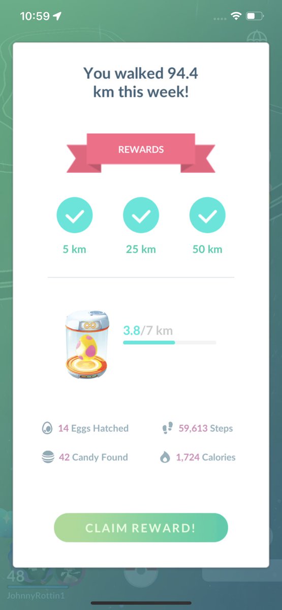 JohnnyRottin1's tweet photo. 🏅🔥Almost reached my goal🔥🏅
Trying to hit 100km. Maybe this week
#PokemonGO #walkstar https://t.co/ROaOpxX4lP