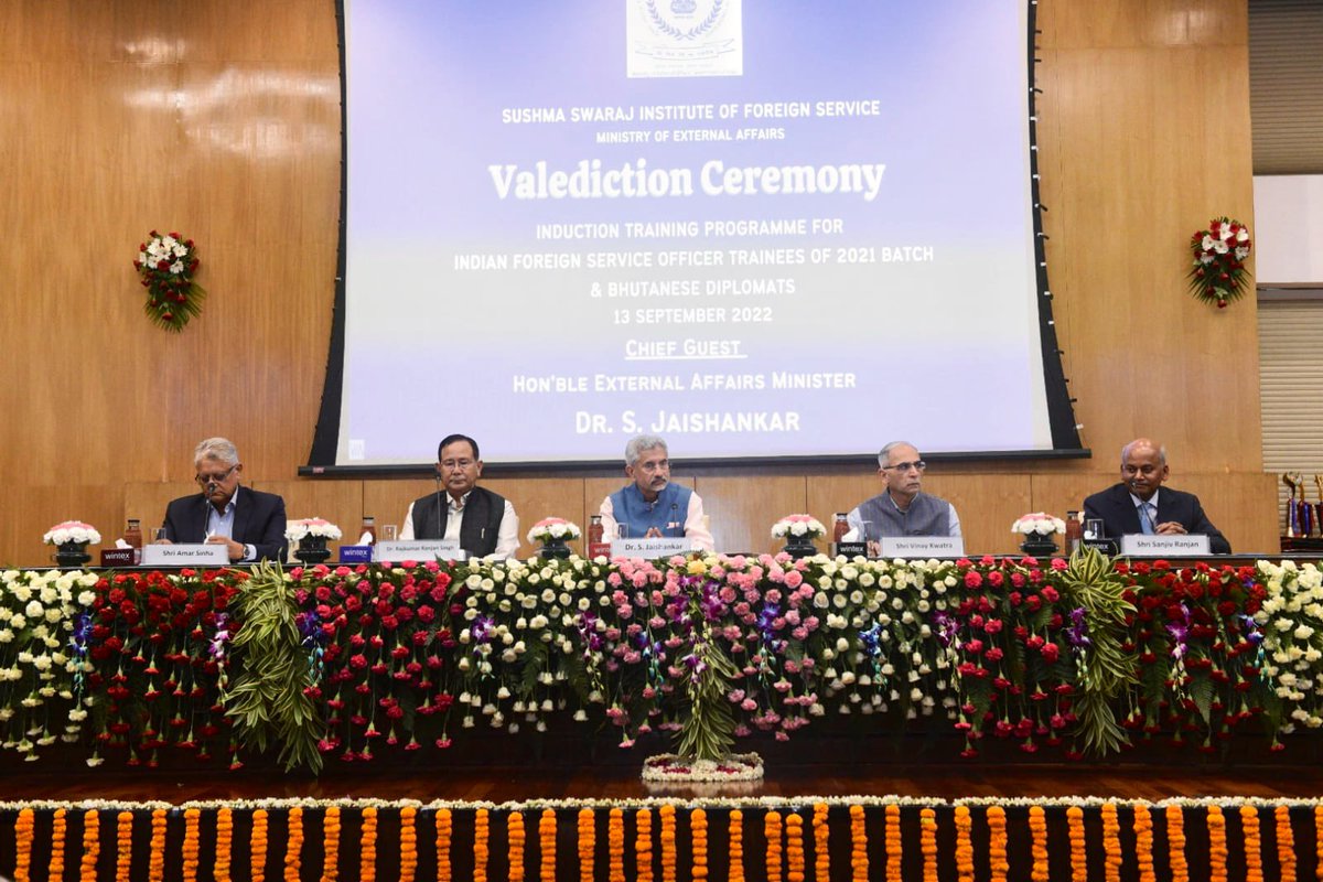 Attended the Valedictory Function of the IFS Officer Trainees of 2021 batch & Bhutanese diplomats. Emphasized that they are a generation that will represent New India and must prepare for a larger global footprint.