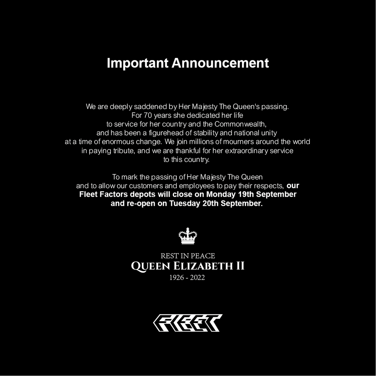 IMPORTANT ANNOUNCEMENT