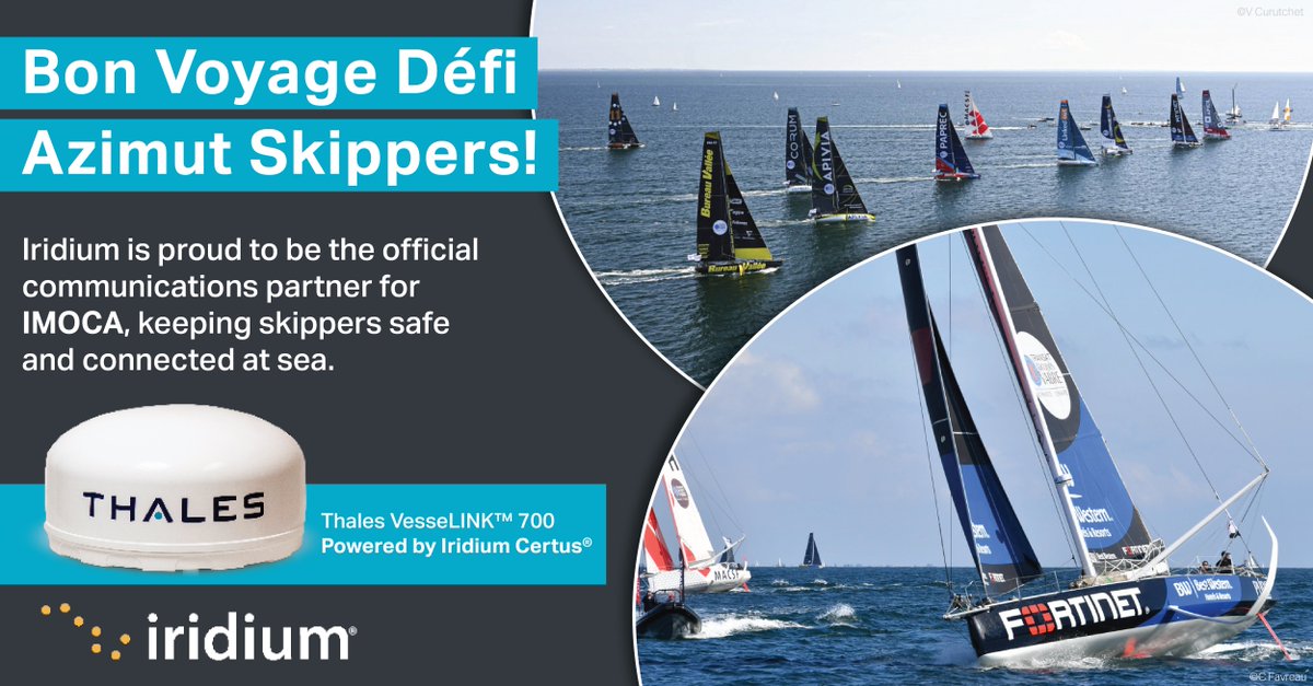 IridiumComm's tweet photo. #IMOCA skippers are off(shore) to the races!
โต 29 skippers
๐
5 days of racing
๐ฐ๏ธ #IridiumConnected
#DefiAzimut #IMOCA @defiazimut @ImocaGS #IridiumCertus #SafetyAtSea #ConnectivityAtSea https://t.co/1JYomwKwnb