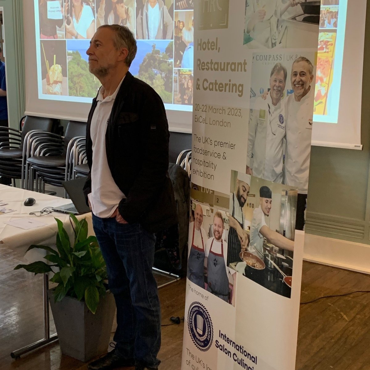 SalonCulinaire's tweet photo. A great day at the @Westking welcome day talking to their culinary students about the virtues of International Salon Culinaire at HRC. Lovely to meet some enthusiastic young chefs as well as some industry colleagues. @michel_roux_jr @thermomix_es @apantelli #itallbeginsatwestking https://t.co/eNej1YhtP3