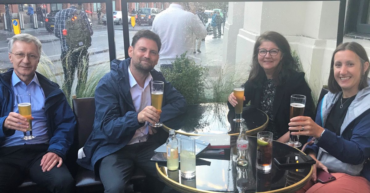After 5+ years <a href="/Materials4Life/">RM4L</a> ends this month. It was great to have a final drink with fellow directors, Tony, Abir and Diane, in London last week to celebrate a transformation in self-healing and self-sensing construction #materials and work well done. Cheers all.