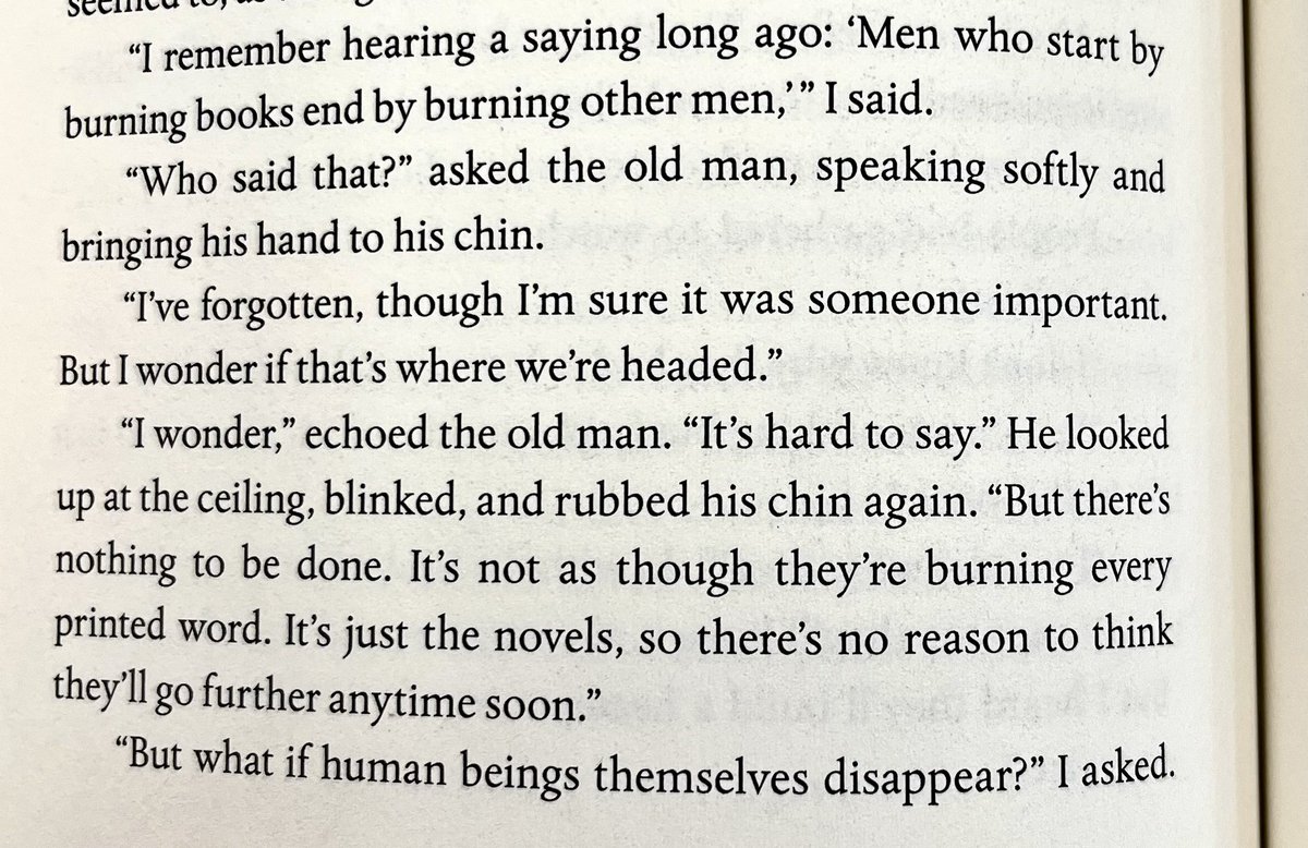 Struck today by this passage from the novel I’m reading: The Memory Police by Yoko Ogawa.

Friends, Banned Books Week is next week. I’d like to use it to increase engagement, spread awareness, and garner critical thinking in my students.

What good ideas do you have for it?