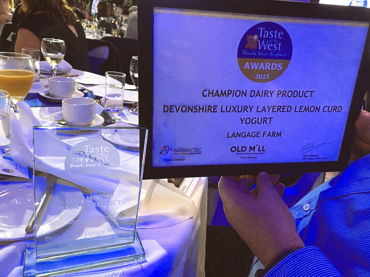 WE DID IT!!  🏆
We've just been crowned Taste of the West CHAMPION DAIRY PRODUCT 2022!
To have our Devonshire Luxury Layered Lemon Curd yogurt win overall champion is amazing
What an honor and fantastic achievement for the whole team
#totwawards #devon #supportlocal #LOVELangage