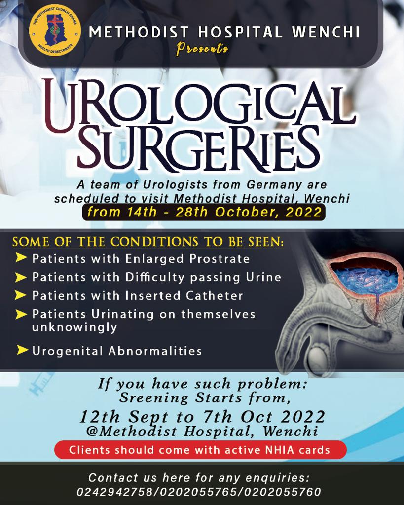 MethodistChGh's tweet photo. 𝗠𝗘𝗧𝗛𝗢𝗗𝗜𝗦𝗧 𝗛𝗢𝗦𝗣𝗜𝗧𝗔𝗟 𝗪𝗘𝗡𝗖𝗛𝗜 

UROLOGICAL SURGERIES

#Health https://t.co/G7CQhvpzrV