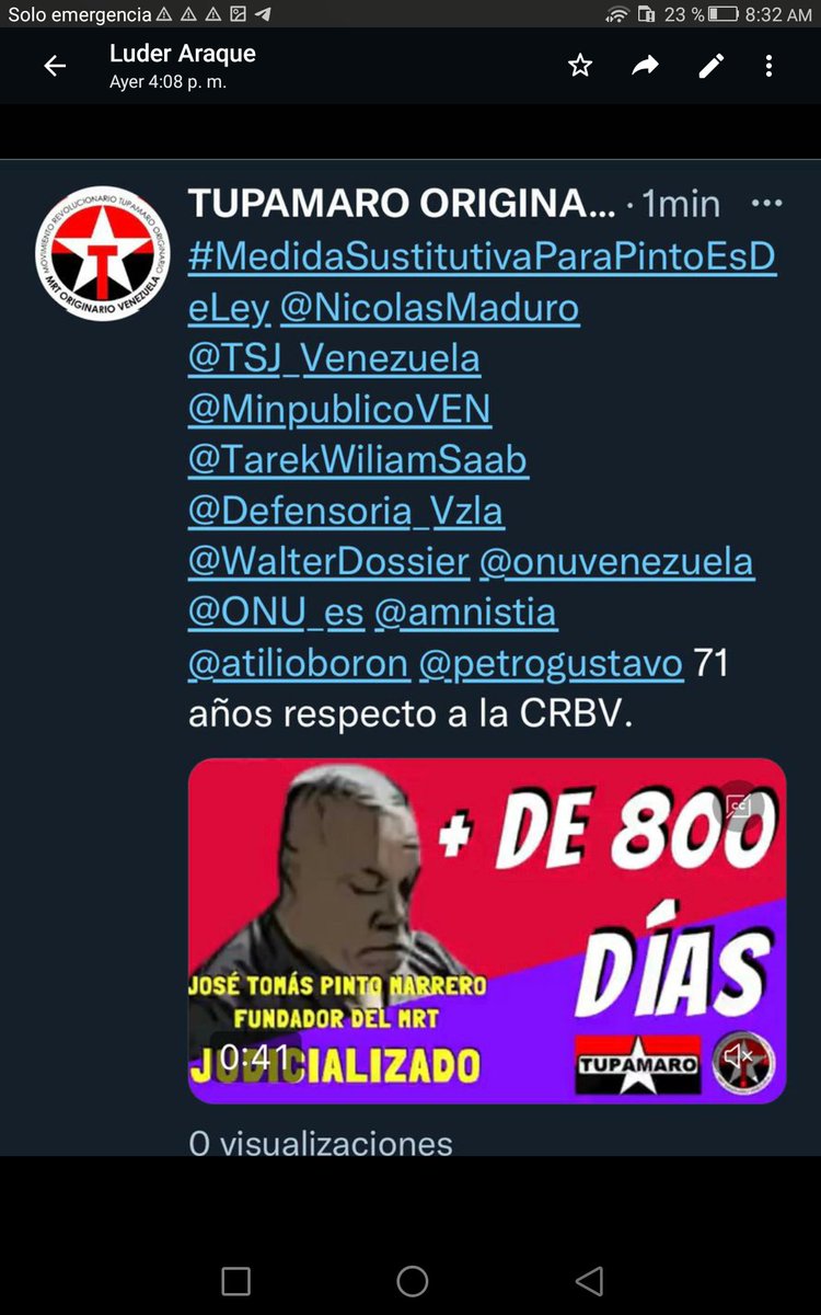 #MedidaSustitutivaParaPintoYa
<a href="/IGTaldia/">Inspectoría General de Tribunales ⚖️</a> <a href="/UNReliefChief/">Tom Fletcher</a>
<a href="/gladysrequena/">Gladys Requena</a>
<a href="/TSJ_Venezuela/">TSJ Venezuela</a> 
<a href="/MinpublicoVEN/">Ministerio Público venezolano</a> 
<a href="/TarekWiliamSaab/">Tarek William Saab</a> 
<a href="/FosforitoTropa/">#TROPA #ONCA</a> 
<a href="/ErikaOSanoja/">Érika Ortega Sanoja</a> 
<a href="/Laotratvvzla/">La otratv vzla</a> 
<a href="/mangozurda/">Oswaldo Rivero</a> <a href="/WalterDossier/">Walter Martínez</a> <a href="/cubadebatecu/">Cubadebate</a> <a href="/RNVinformativa/">RNV Informativa</a> <a href="/MemaEmma53/">CHAVEZ</a> @BEBANEGRA <a href="/NicolasMaduro/">Nicolás Maduro</a>