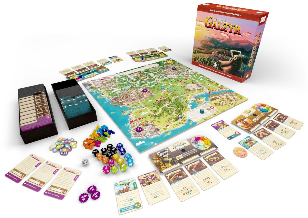 BoardGameGeek's tweet photo. Today on BGG News, designer Sami Laakso of @SnowdaleDesign details the origins of the adventure board game Lands of Galzyr, co-designed by Seppo Kuukasjärvi: https://t.co/ncOXU3VcGO —WEM https://t.co/xrnowjxQ1s