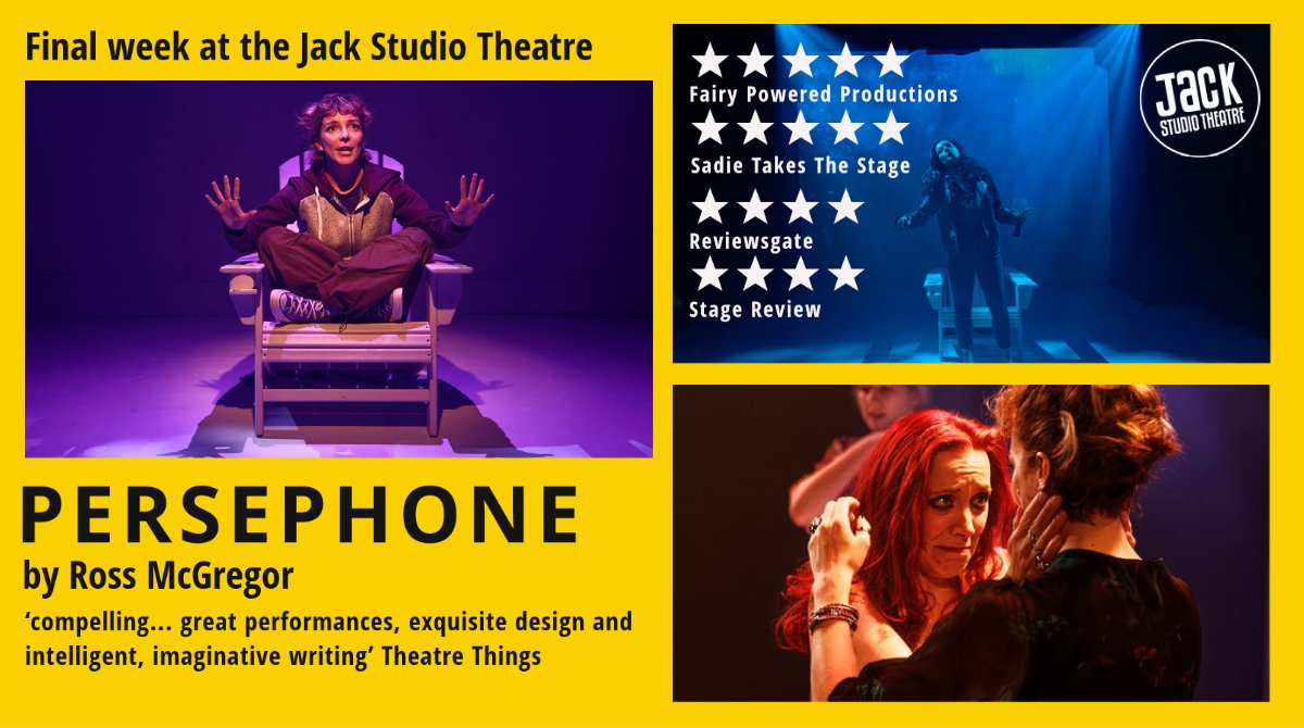 Catch the final week of Persephone <a href="/BrocJackTheatre/">Jack Studio Theatre</a> produced by @arrowsandtraps 
'a night to set you talking afterwards which is what theatre should do. The company is – as usual – on top form.' ★★★★ Reviewsgate. More details here: bit.ly/3pSuQgm