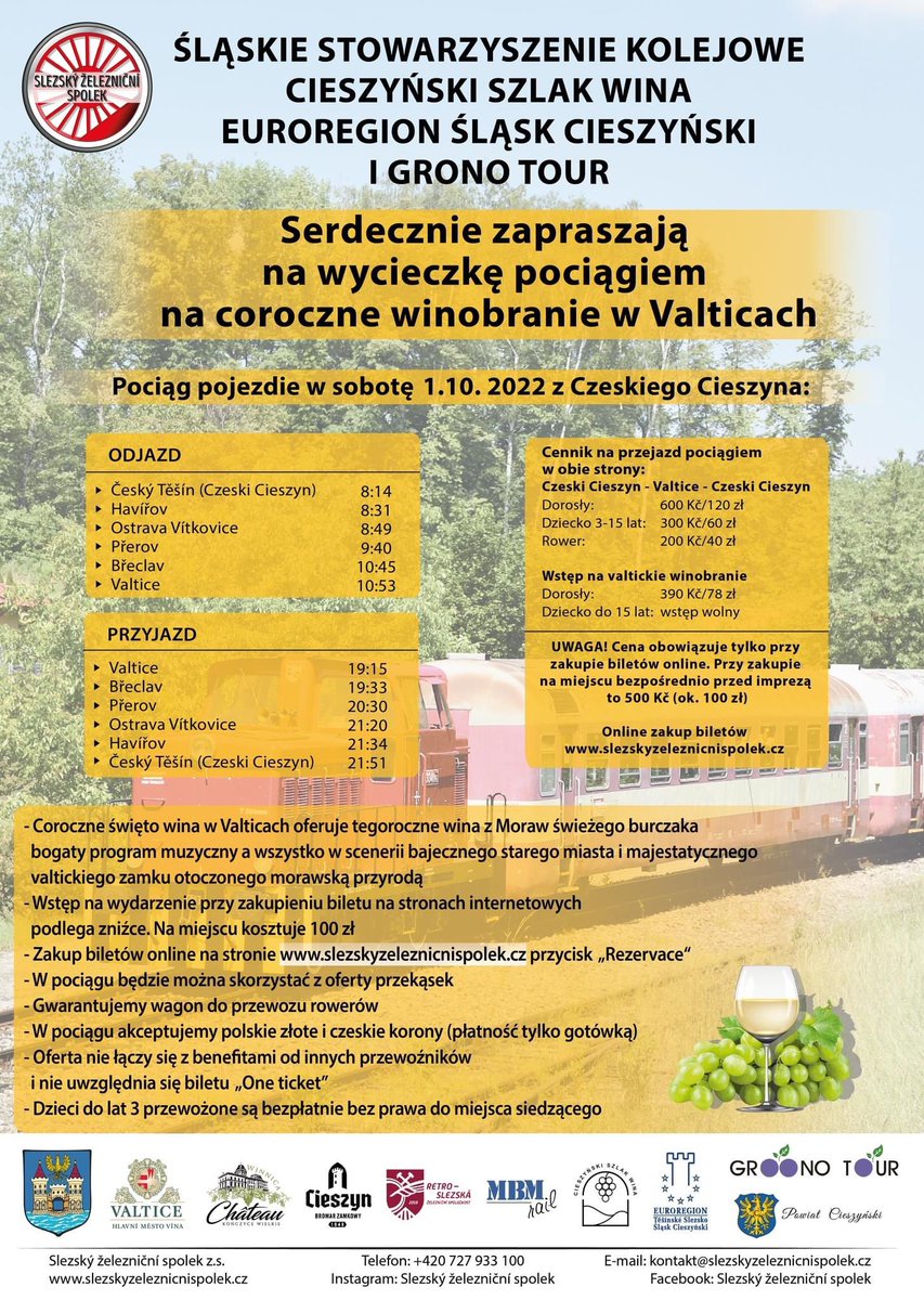aszebeskidy's tweet photo. Kto ma ochotę na winobranie na Południowych Morawach, może dojechać z Czeskiego Cieszyna👇 https://t.co/7Q15AaPNvu