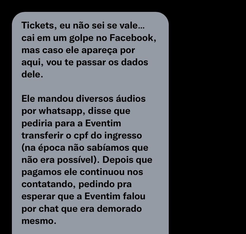 TicketsShows's tweet photo. ⚠️ ALERTA DE GOLPE ⚠️

⚠️Golpista: Ingrid Nayara Gomes (perfil no facebook) 
Hugo Pereira Paixão de Castro 

Provavelmente usando documentos falsos. 

Palavras-Chave: vendo, vendendo, cadeira, superior, inferior, troco, ingresso, comum, LOVE ON TOUR https://t.co/nIEtOyQMIG