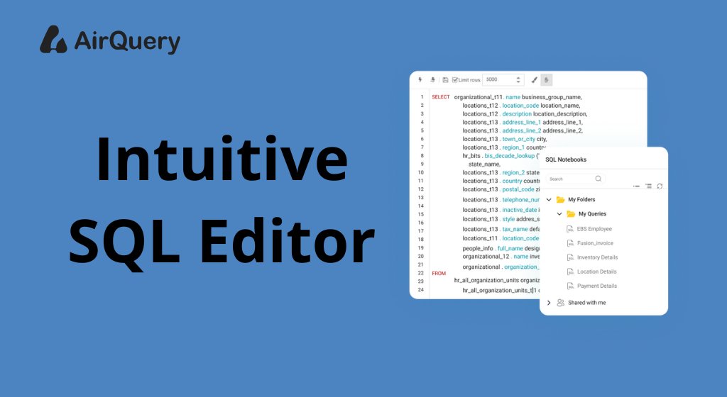 AirQuery's tweet photo. The #SQLEditor in @AirQuery is designed & user-friendly for developers. Your team may utilise our SQL editor to easily develop #SQL queries & scripts to maintain data, Stewart data, model data, & monitor data, giving users more freedom with their data.
https://t.co/SE4JZP0bnQ https://t.co/Fs4eG96LQo