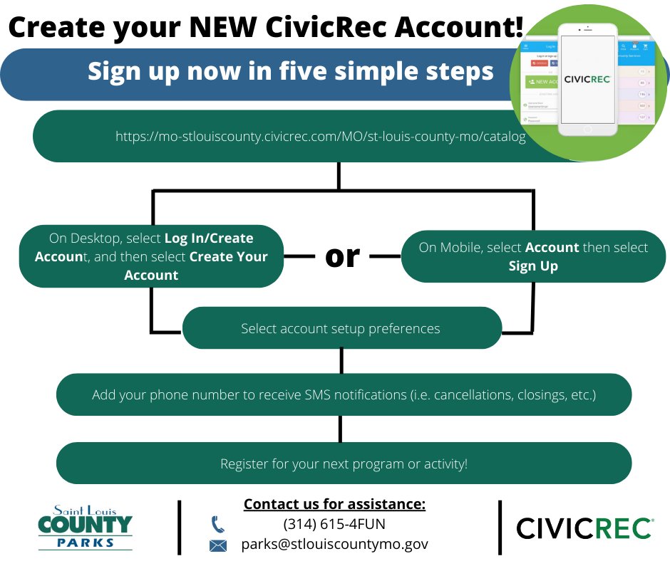 Explore St. Louis County Parks' new registration platform, CivicRec. CivicRec is your all-in-one shop to view our Fall/Winter programs and events, AND register in one place! ow.ly/vyVL50KHU9W