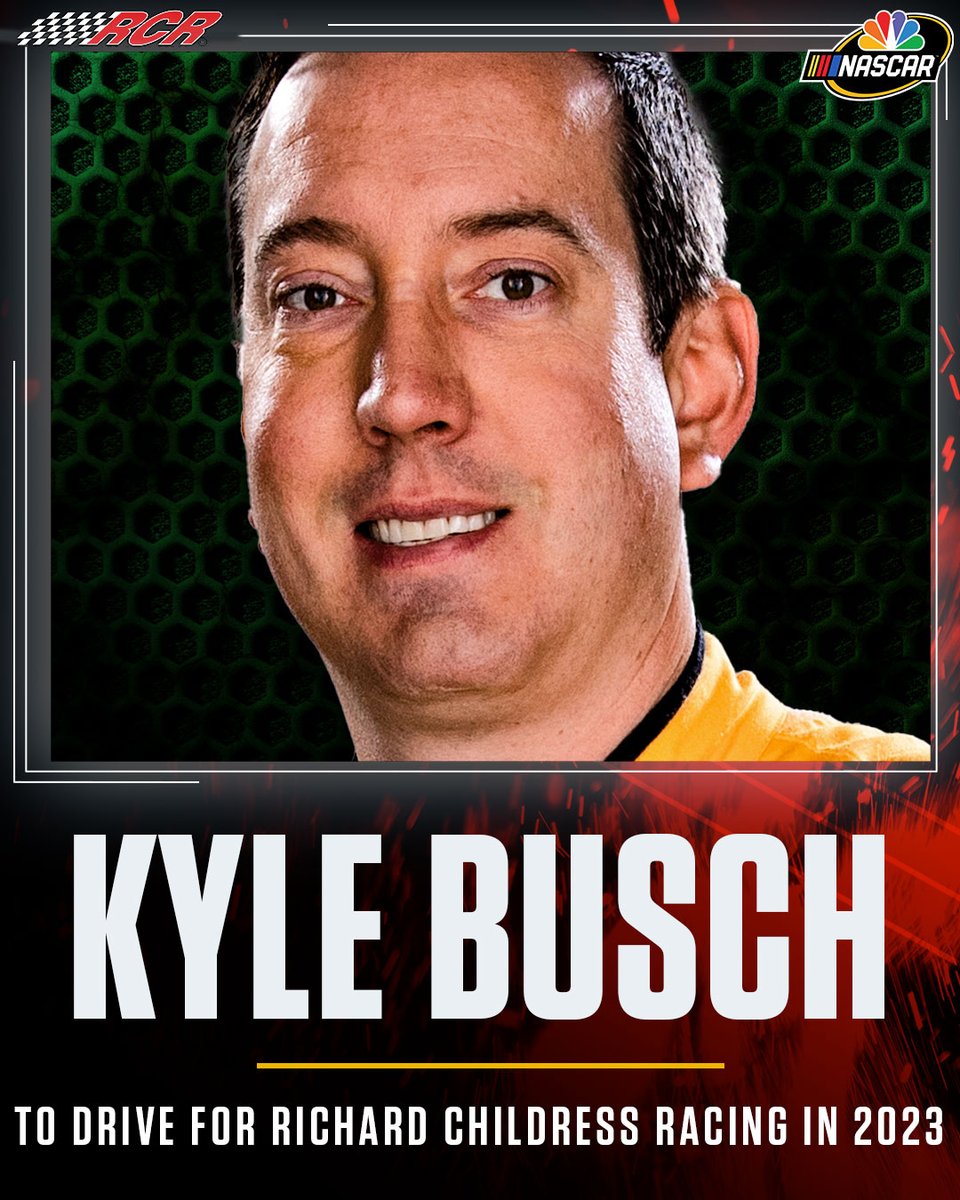 NASCARonUSA's tweet photo. It's OFFICIAL: @KyleBusch will drive for @RCRracing next season in the @NASCAR Cup Series. https://t.co/iNGmNN8KFA
