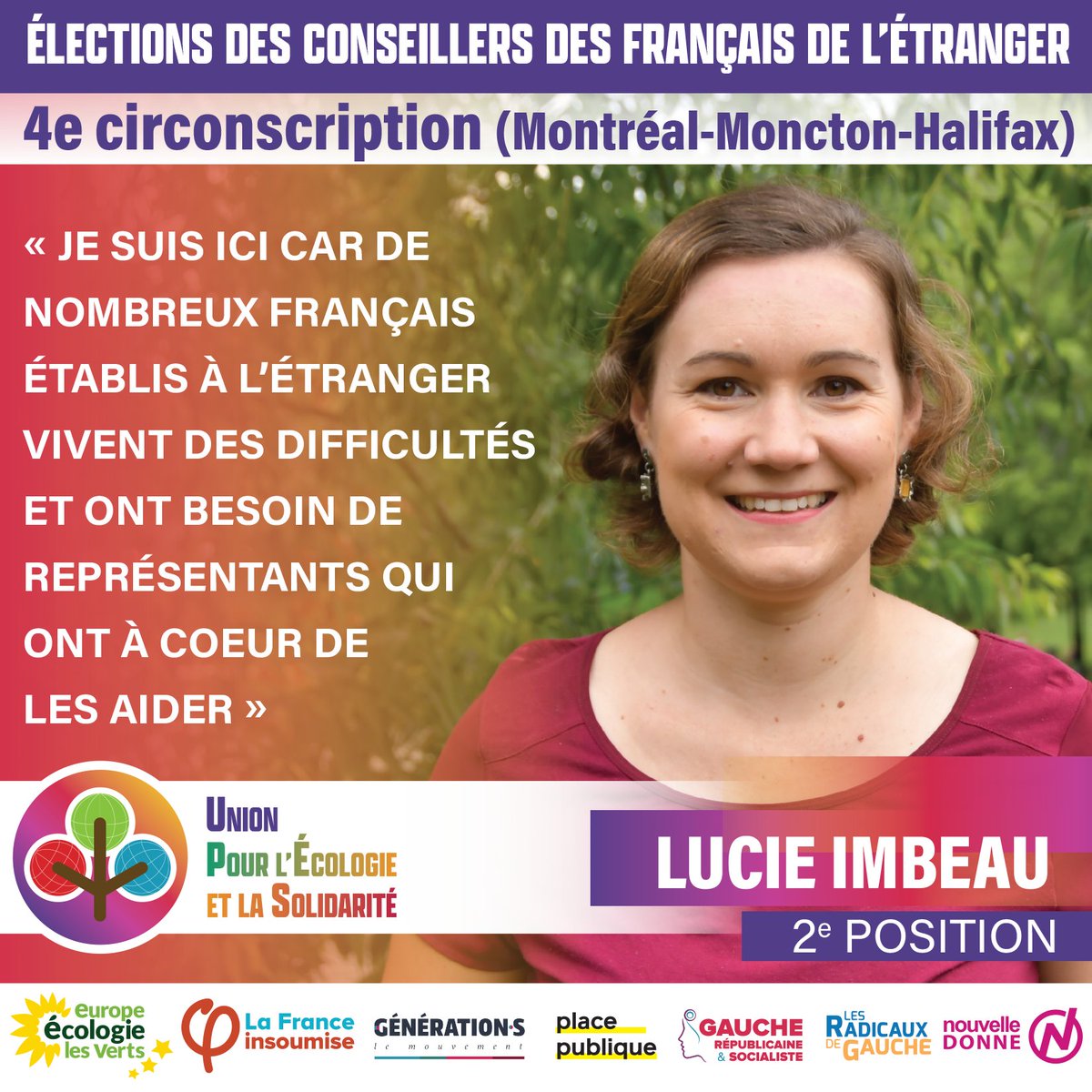 UnionPES's tweet photo. Nous vous présentons Lucie Imbeau, 2e de liste UPES pour les élections consulaires du 22 octobre prochain. Élue Déléguée consulaire en 2021, elle a accompagné @ramzisfeir pour faire valoir les droits des Français-es de l’étranger. Le samedi 22 octobre je vote #UPES et toi? https://t.co/eC4KEFigHT