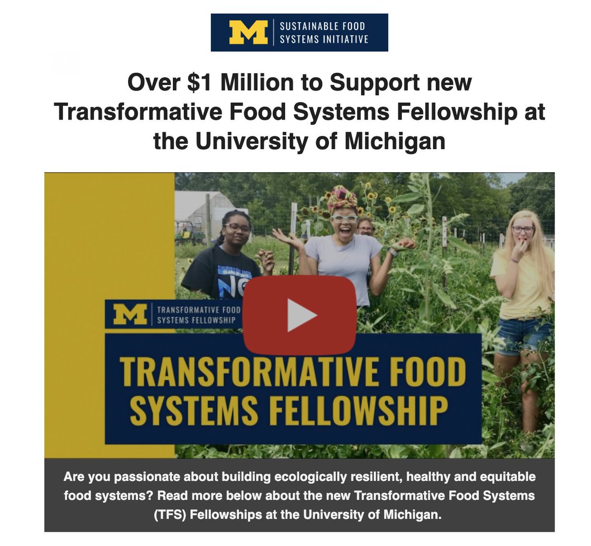 Food Systems Fellowships for Underrepresented Students at the University of Michigan - please spread the word! Details &amp; application link here: sites.lsa.umich.edu/sustainablefoo…