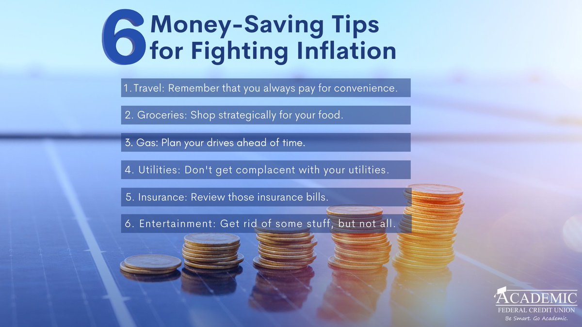 AcademicFCU's tweet photo. Looking for ways to beat inflation?π
Take a look at these money-saving tips that you can use in 6 different areas of your spending life! https://t.co/7MUbMLMCy1 π°
#TipTuesday #FinancialTips #PersonalFinance #Inflation #FinancialServices #CreditUnion #AcademicFCU #GoAcademic https://t.co/dy5vgh5uuV