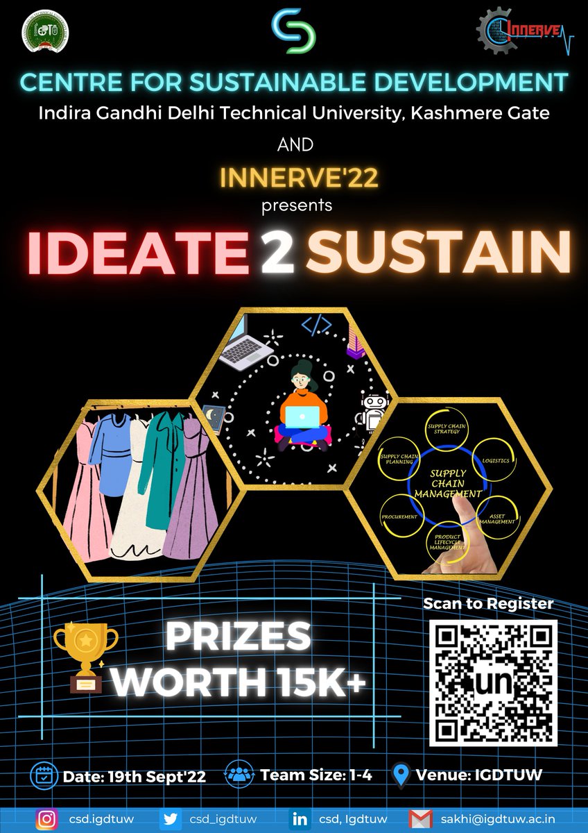 csd_igdtuw's tweet photo. CSD IGDTUW and Innerve'22 brings you the much-awaited annual Ideathon - ‘Ideate2Sustain'. 

With a challenge being served through different perspectives, we invite you all to put on your thinking caps to innovate with us for a sustainable future.

#Ideate2Sustain https://t.co/IIqSsmuatB
