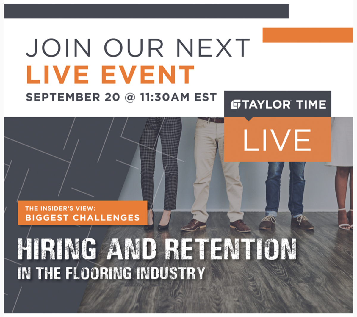 TaylorAdhesives's tweet photo. Susan Weller of Flooring Careers  will be our Insider Expert. Beth Miller of Floor Covering Installer magazine  will have up-to-date flooring industry information in our "Media Minute" segment. #TaylorAdhesives #WithYouEveryStep #TaylorTime #MakeYourTimeWorthMore https://t.co/ZuQ2SagaqG