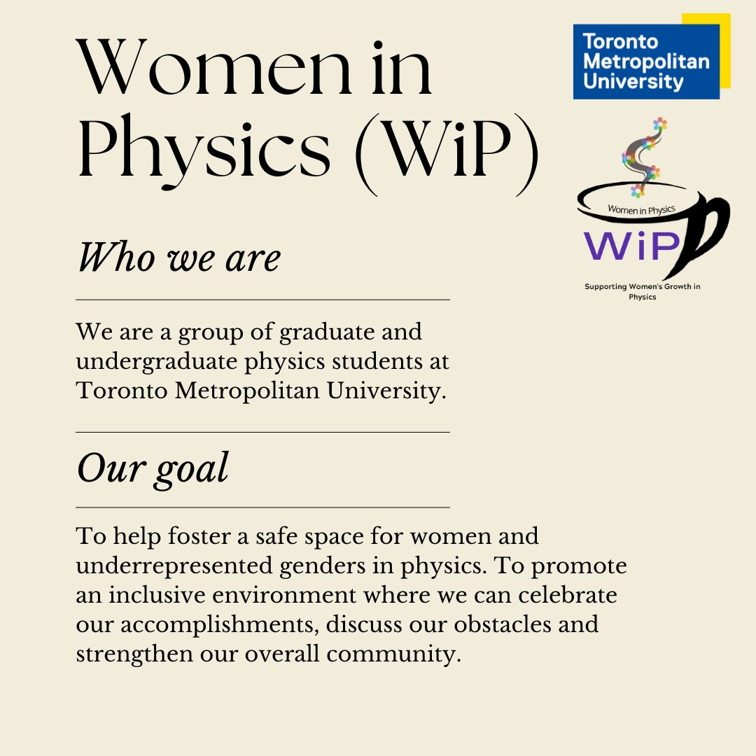 wip_tmu's tweet photo. Welcoming WiP to the world of student organizations! Learn all about us, what we do, and how you can contribute!
Click on the link for more information 💖
https://t.co/5j3bKjfC1g
#tmustem #womeninstem #womeninphysics #studentgroup #tmu https://t.co/Xm7QROvo2t