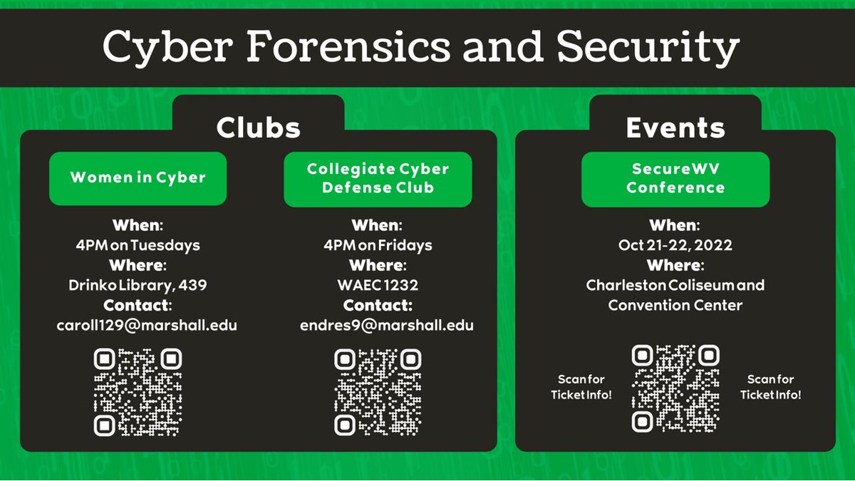 Not part of the CFS program? Totally fine! Interested in tech or considering this major? Join us! Our clubs and events are open to all on campus, regardless of your major. We highly recommend attending a meeting or contacting the persons listed below for more information.