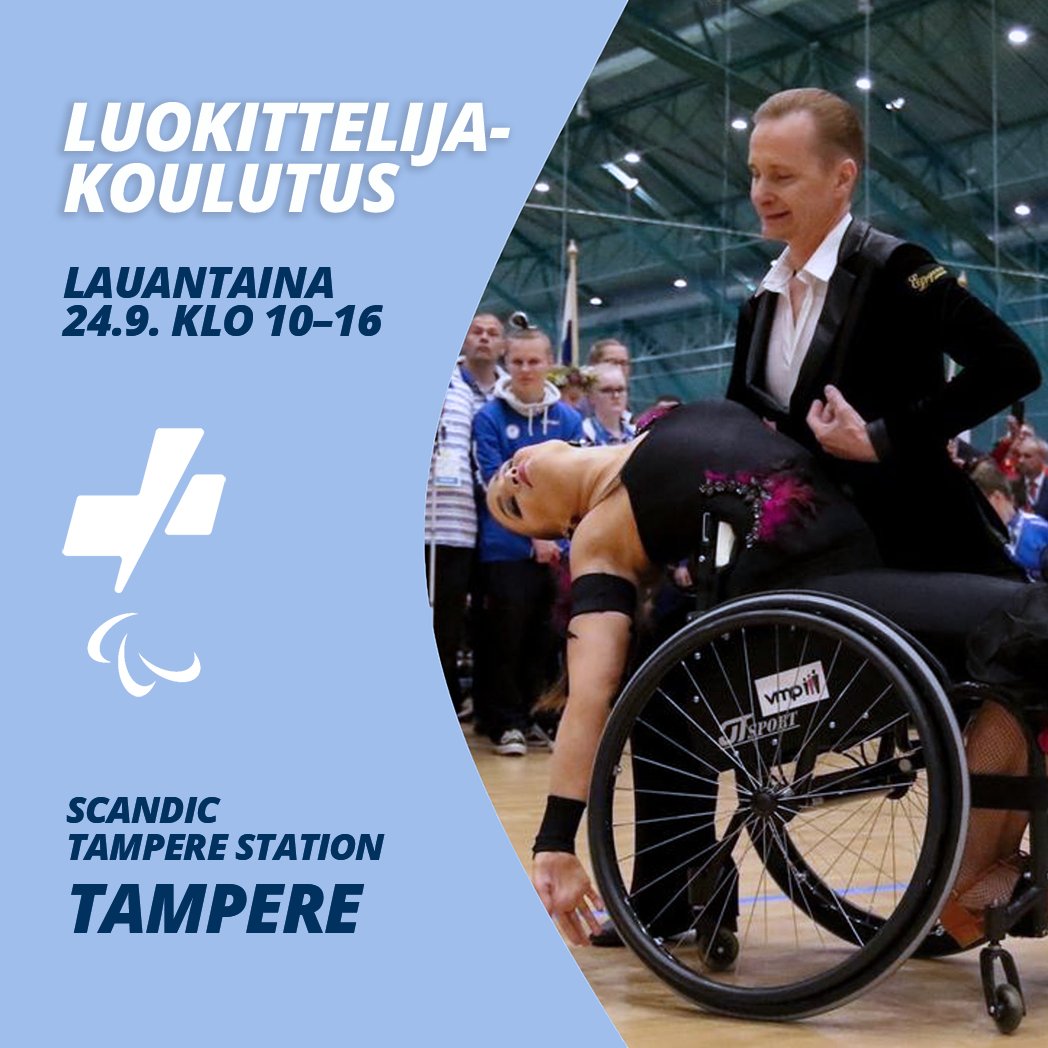 Oletko #fysioterapeutti, #lääkäri, #valmentaja, ex-#urheilija tai esim. lajitekninen asiantuntija?

❗ #Paraurheilu'n luokittelusta kiinnostuneille järjestettävään koulutukseen on vielä paikkoja vapaana. Luvassa mm. pyörätuolitanssin #luokittelu -demo!

👉 ow.ly/wy3F50KHZVS