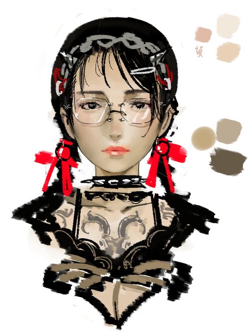 アゴの勉強用に描いた刺青眼鏡 