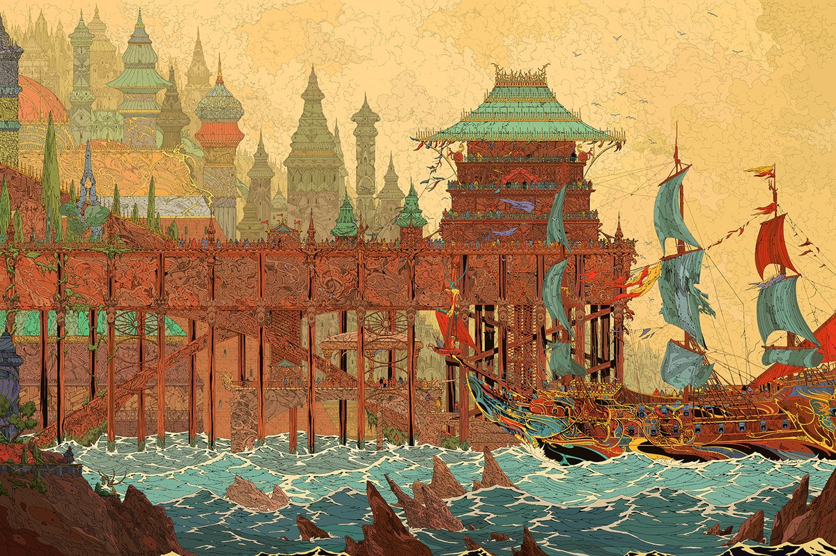 A brand new Palace Life print tomorrow from 
@BLCKDRGNPRSS ! 
The Windy Pier is a 24 x 36 inch giclée print and will be a 72 hour timed edition. A signed version limited 60 copies will also be available. On sale tomorrow Sep 14 5pm UK time through: blackdragonpress.co.uk/collections/all