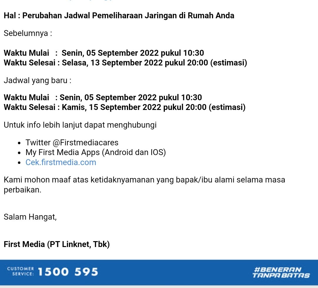 errysafryan's tweet photo. @FirstMediaCares Terbaik. 10hari tanpa internet dan TV. Pertahankan pelayanan terbaik anda. #benerantanpabatas https://t.co/EAxjX7slXv