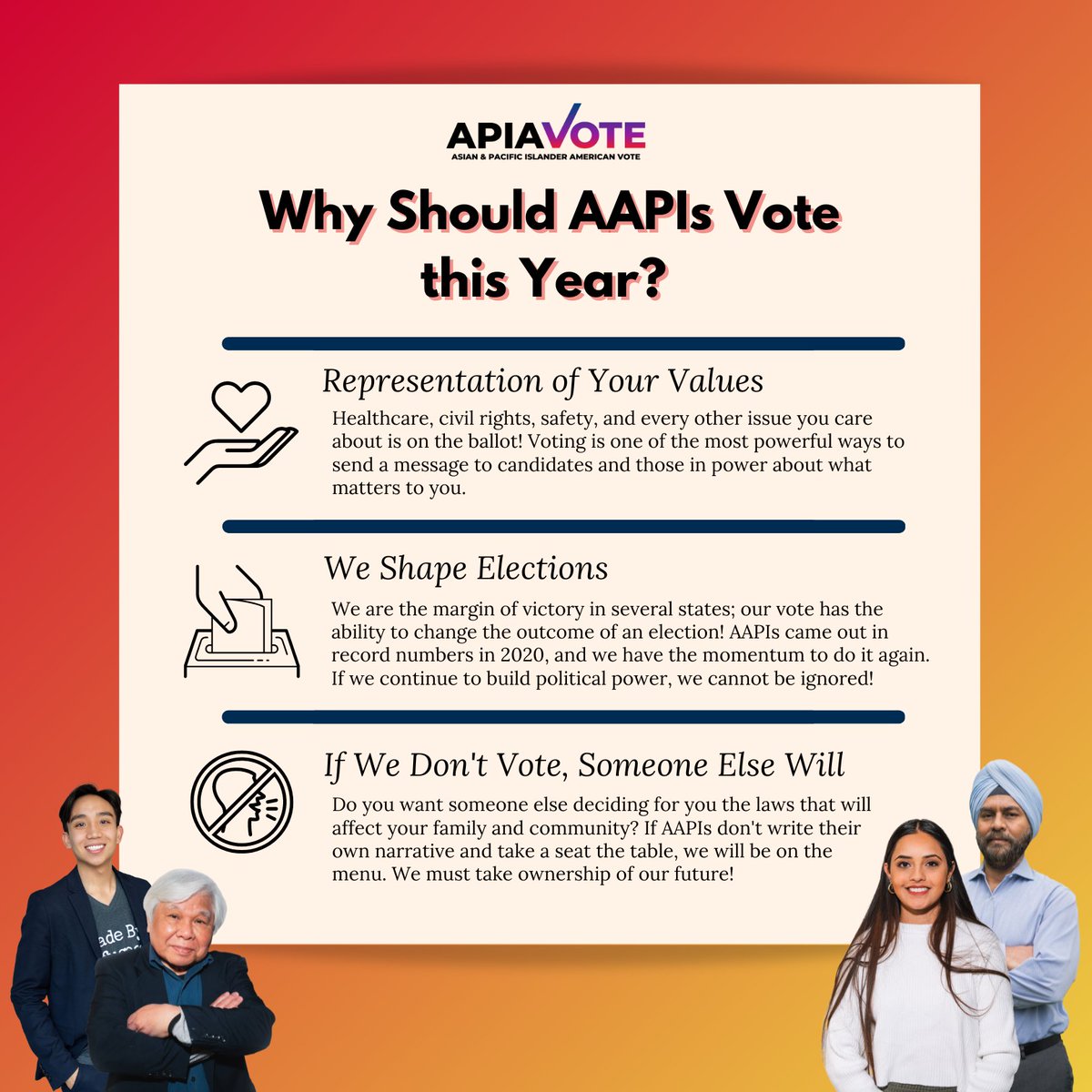 There are a plethora of reasons for AAPIs to vote this year – whatever your reason is, just make sure you do! We cannot stop our momentum now.👏🗳️