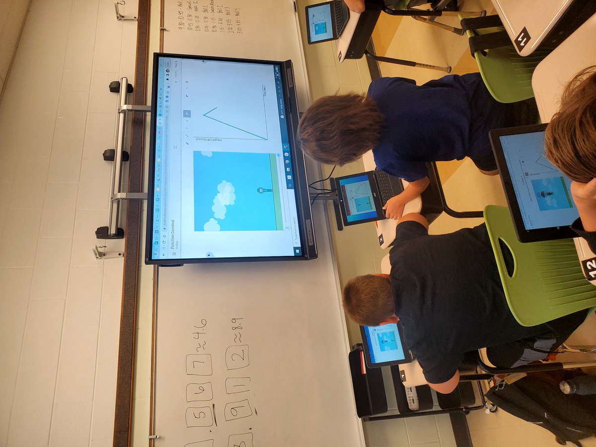 Nothing like Desmos Function Carnival to get 6th grade kids bought into showing data over time on graphs. Engagement and self checking with immediate feedback to students is incredible on this task at Bridgeport with Ms. Geisz today! #BigBlueOnTheMove