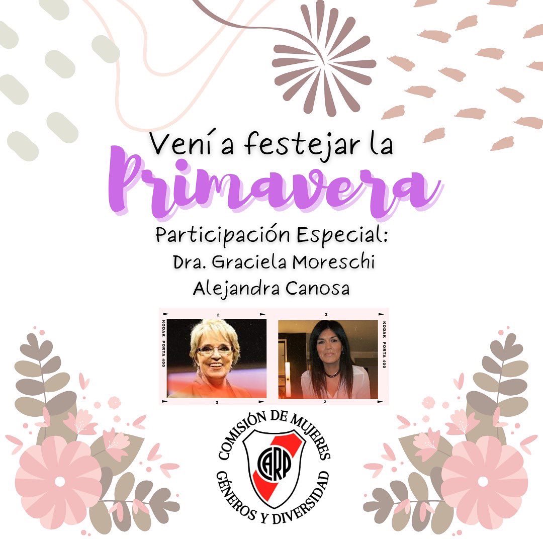 CARPmujeres's tweet image. 🌺SE VIENE EL DÍA DENLA PRIMAVERA 🌺Y CARPmujeres lo sabe!! Las y los esperamos el 1/10 a las 16 hs para compartir un día a puro ritmo en nuestra “PLAZA SALUDABLE” !!

🌺NO FALTEN!!! Agendenlo Ya!!
#Diadelaprimavera 
#primavera2022 #RiverPlate