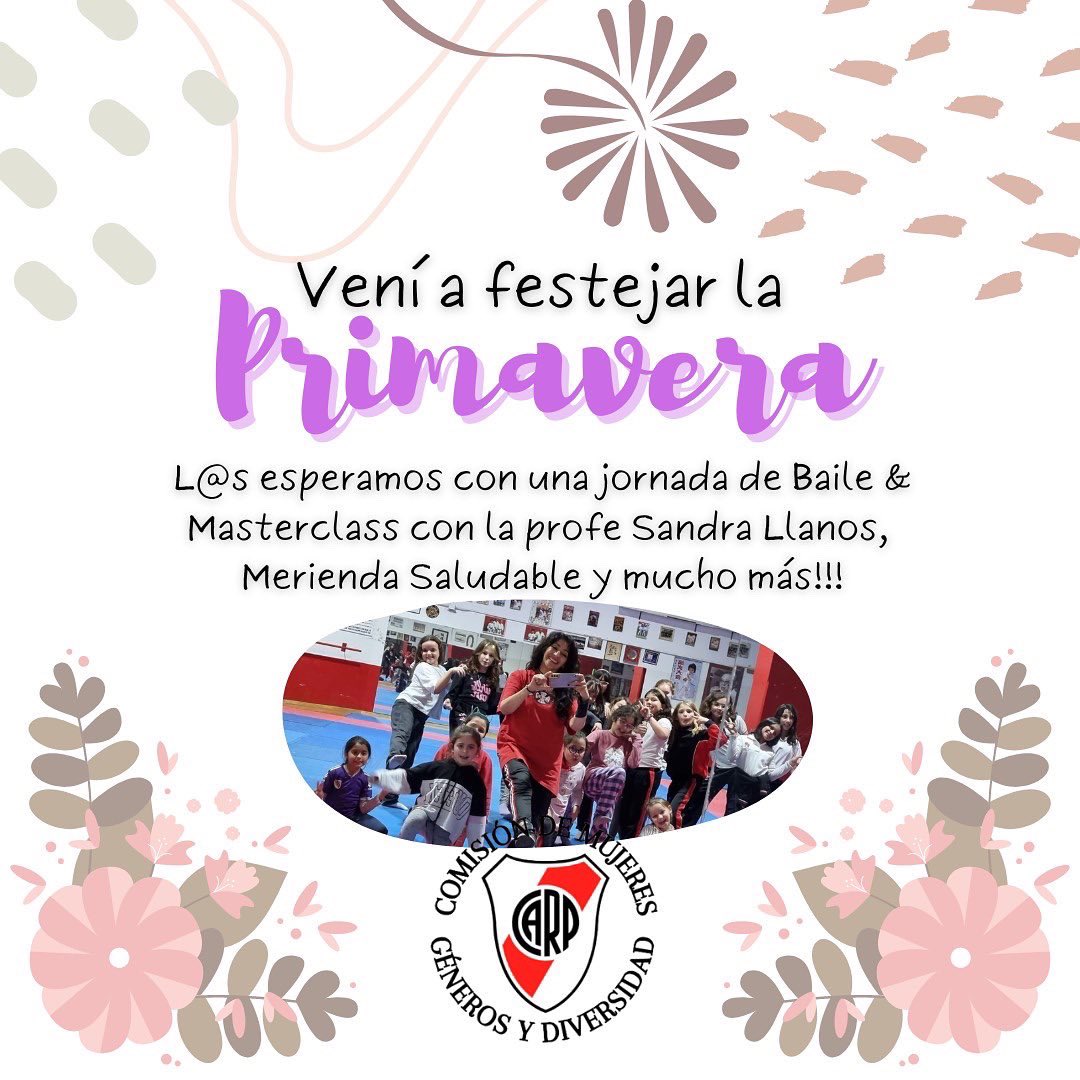 CARPmujeres's tweet image. 🌺SE VIENE EL DÍA DENLA PRIMAVERA 🌺Y CARPmujeres lo sabe!! Las y los esperamos el 1/10 a las 16 hs para compartir un día a puro ritmo en nuestra “PLAZA SALUDABLE” !!

🌺NO FALTEN!!! Agendenlo Ya!!
#Diadelaprimavera 
#primavera2022 #RiverPlate