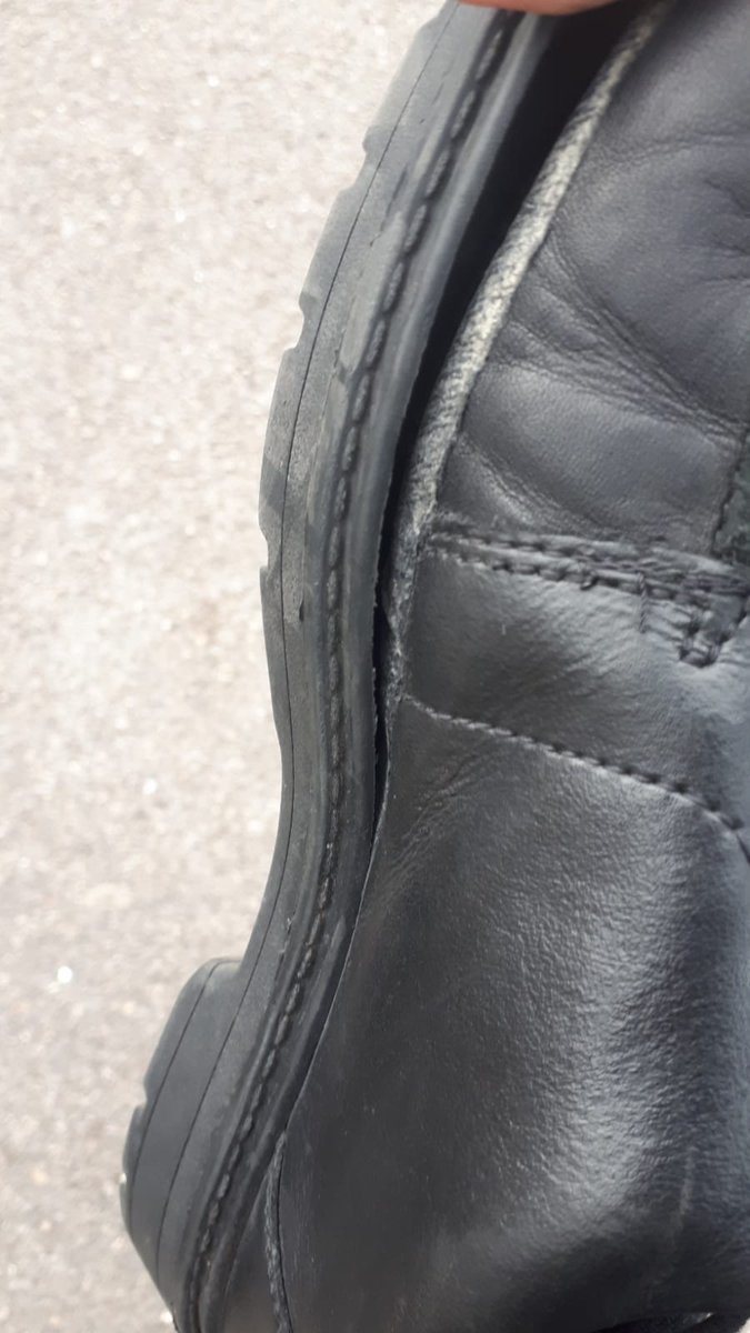 CharlieM_86's tweet photo. @clarkshelp I would love to know how a pair of £55 shoes can only last SIX DAYS!!!! The only solution I've been offered is to return these and await replacements! What is he supposed to do in the meantime? Shocking 😡 https://t.co/Dbx2w4CvjA