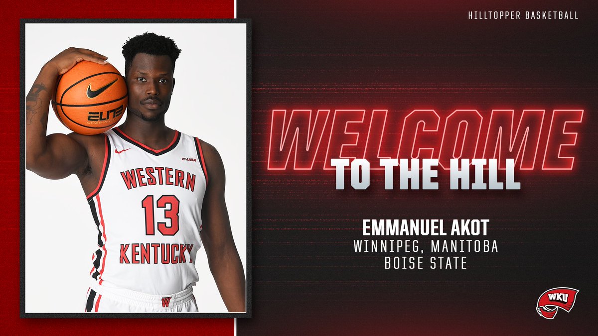 WKU Hilltopper Basketball (@wkubasketball) on Twitter photo ๐ ๐ช๐ฒ๐น๐ฐ๐ผ๐บ๐ฒ ๐๐ผ ๐ง๐ต๐ฒ ๐๐ถ๐น๐น โน๏ธโโ๏ธ
We got him.
<a href="/emmanuel_akot/">Emmanuel Akot</a> is a Hilltopper for his final year of college ball โผ๏ธ #GoTops
๐ | goto.ps/3Bcl0v8 ๐ ๐ช๐ฒ๐น๐ฐ๐ผ๐บ๐ฒ ๐๐ผ ๐ง๐ต๐ฒ ๐๐ถ๐น๐น โน๏ธโโ๏ธ
We got him.
<a href="/emmanuel_akot/">Emmanuel Akot</a> is a Hilltopper for his final year of college ball โผ๏ธ #GoTops
๐ | goto.ps/3Bcl0v8