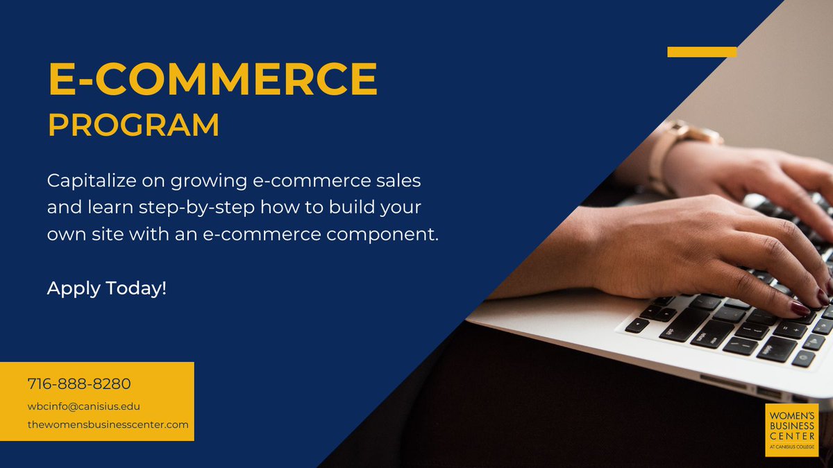 CanisiusWBC's tweet photo. Are you ready to sell your products or services online?

Take the next steps to grow your business and apply today!

Apply now: https://t.co/QalJ9dLA3k

#website #ecommerce #womeninbusiness #entrepreneur #sales https://t.co/DqHhdcv8oD