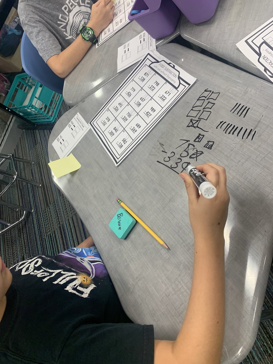 Students are working on subtraction by solving it in ways that make sense to them. Place value blocks, pictorials models, covering place values in an equation! One student said “I love the pictorial models Ms. Bowie, it makes sense now!” @LemmKISD @KleinISD @KleinISDMath