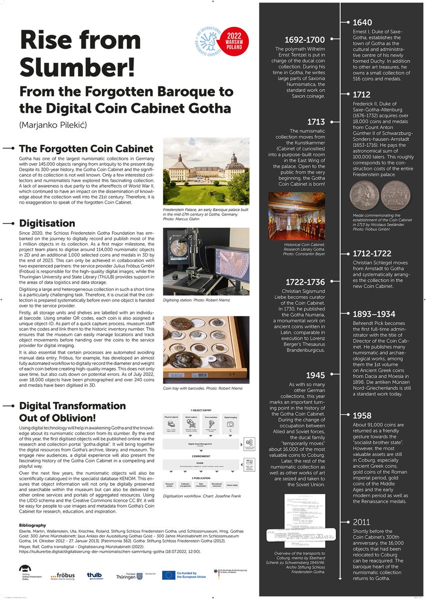 ⁦@MPilekic⁩ stellt in Warschau die Münzdigitalisierung auf dem Friedenstein mit diesem Plakat vor. #münzdigitalisierung #friedenstein #gothatransdigital