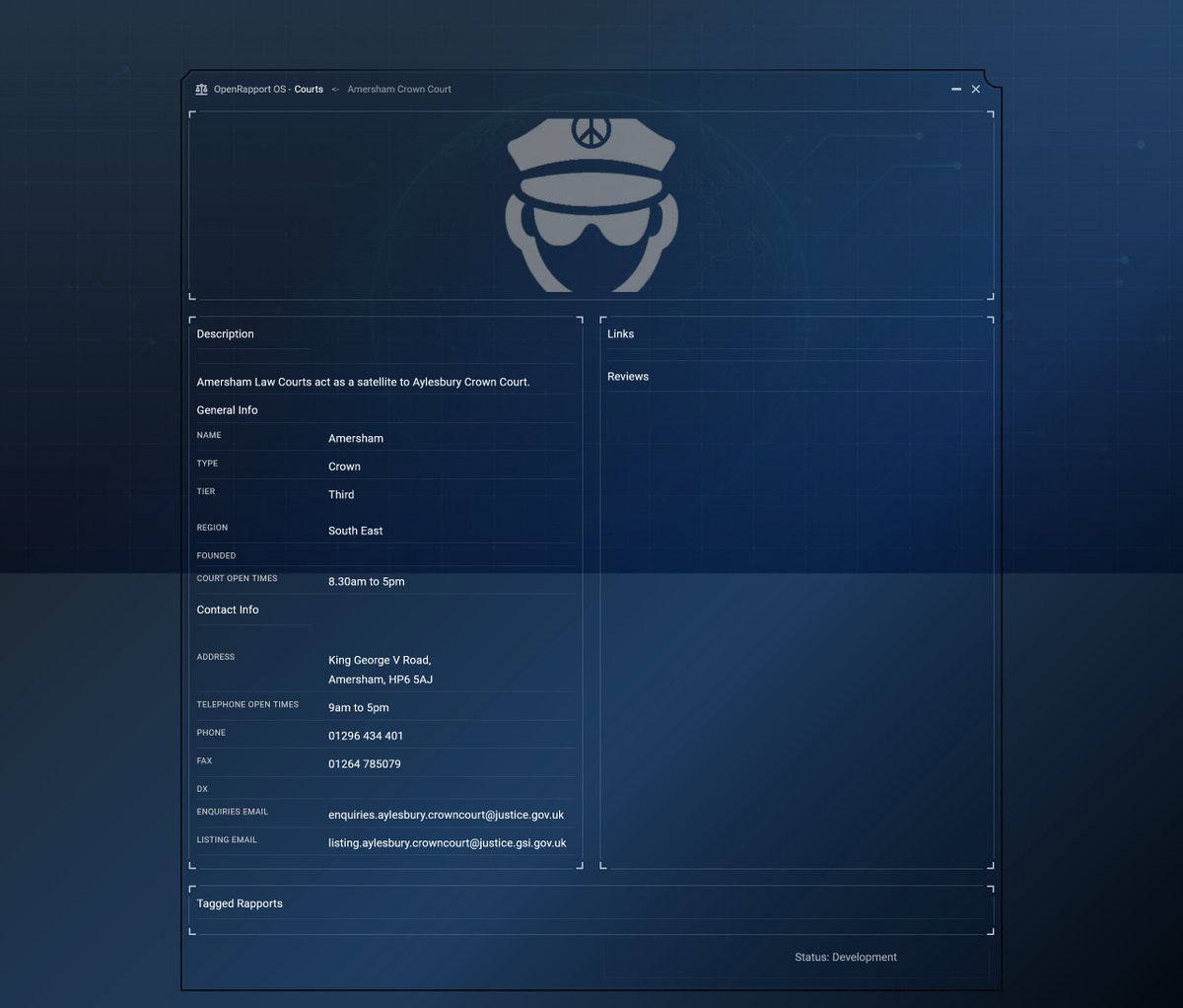 OpenRapport's tweet photo. https://t.co/HMNVbPj51l
 To assist users in quickly filling out rapports we have added the database for all UK Crown Courts. https://t.co/lP8ebnpkTa