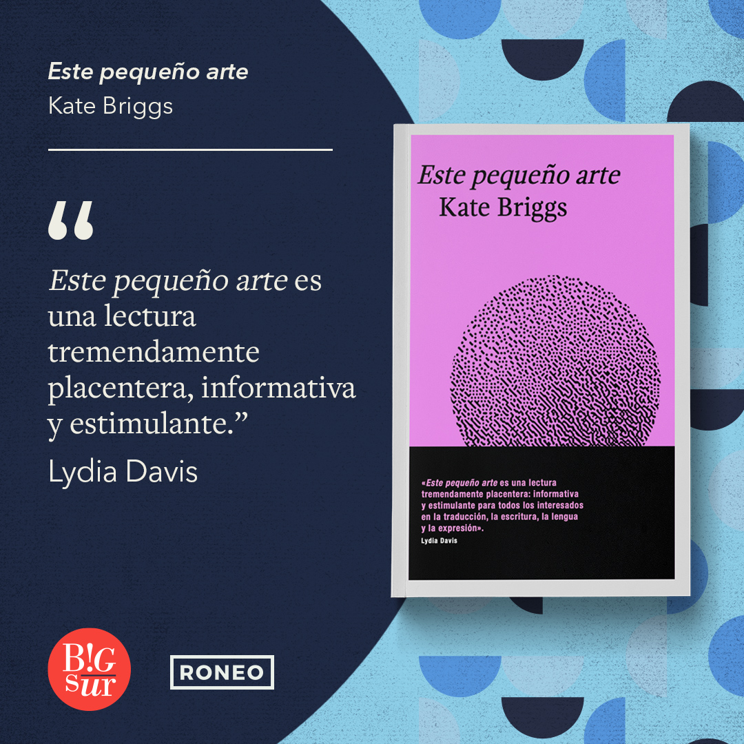 Novedad de septiembre por <a href="/roneoroneoroneo/">Roneo</a> 🏹 Este pequeño arte, de Kate Briggs. 

🏹 ¿Es la traducción un arte? En este ensayo –con la potencia y las libertades de una novela–, la escritora inglesa Kate Briggs ofrece una idea radical e intrigante.

bit.ly/3eFyec5