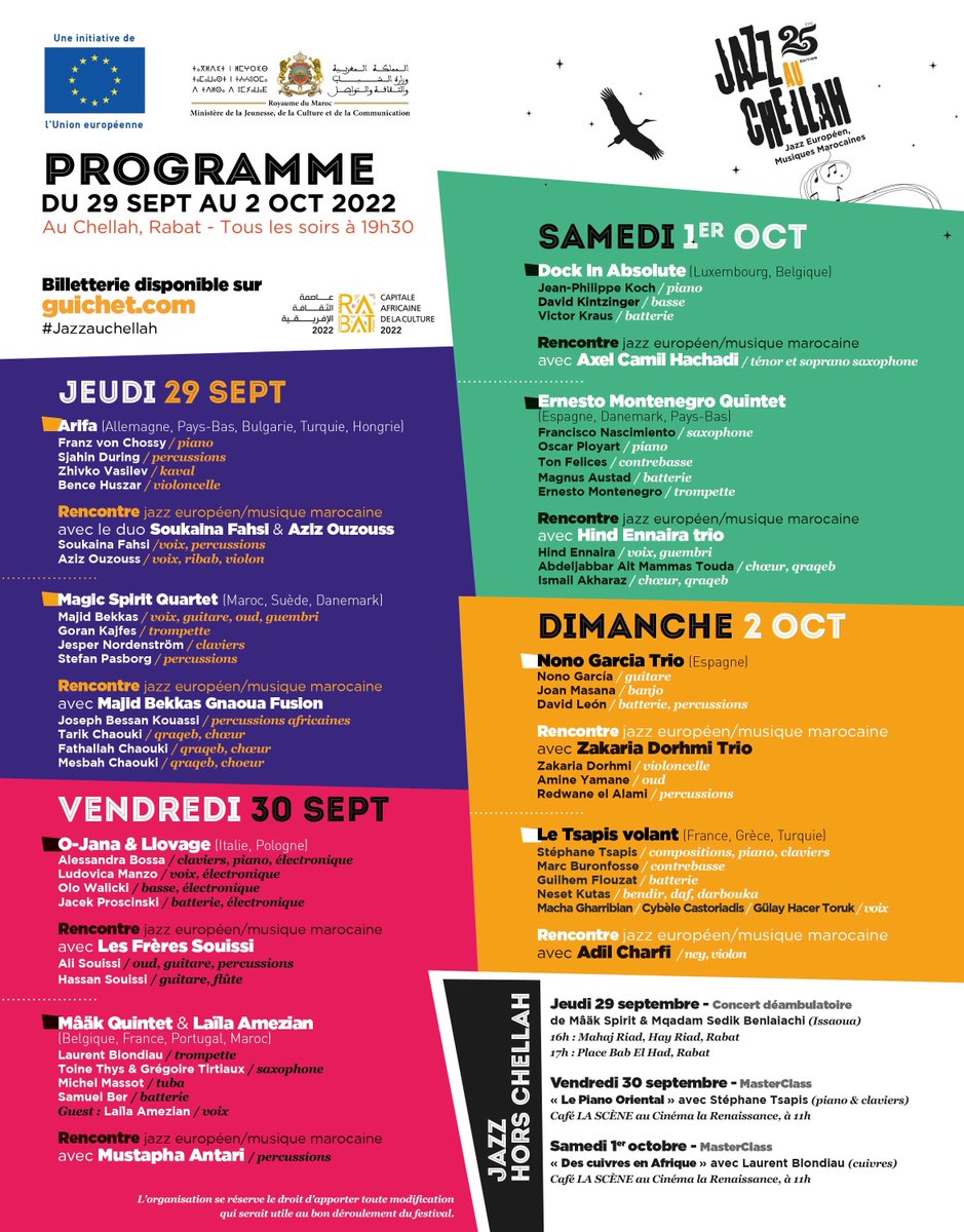 GrembRab's tweet photo. Le Festival Jazz au Chellah retrouve son public

du 29 septembre au 2 octobre 2022

25 éditions de ponts musicaux entre l'Europe et le Maroc #UE_au_Maroc #JazzAuChellah https://t.co/VHVlDBUVhj